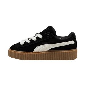 Puma Black White Suede Platform Sneakers with Gum Sole